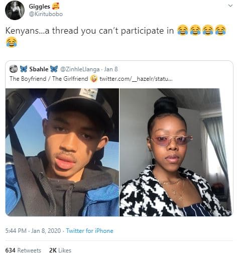 Giggles kiritudobo kenyans. a thread you can't participate in ee2 sbahle zinhlel
