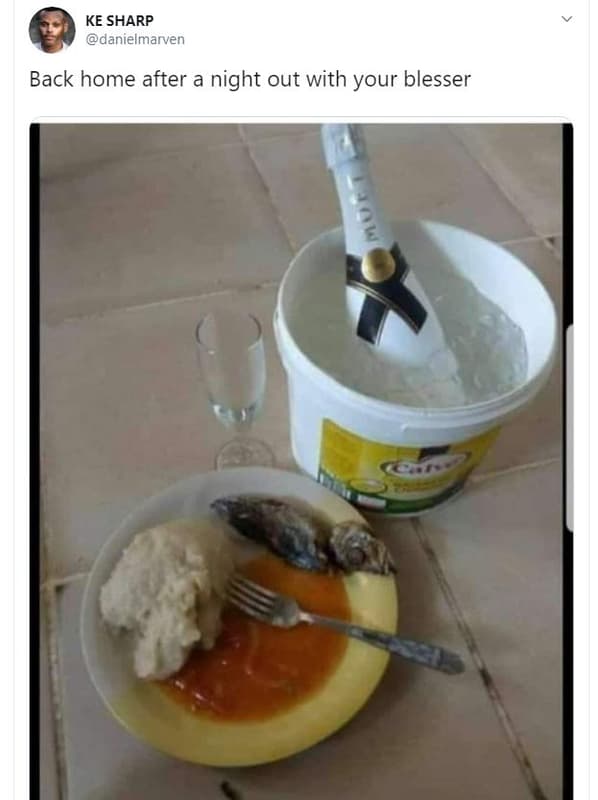 Ke sharp danielmarven back home after a night out with your blesser