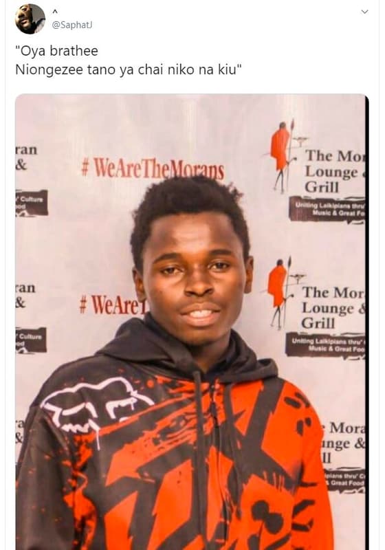 Saphatl oya brathee niongezee tano ya chai niko na kiu ran the mo lounge grill w