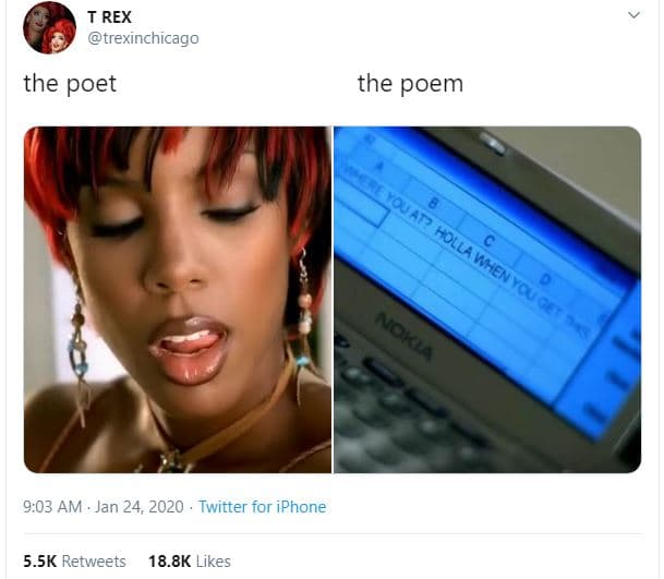 T rex trexinchicago the poet the poem ou 42 folla ken 2 okia 9,03 am jan 24, twi