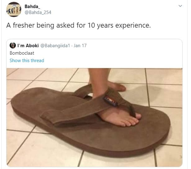 Bahda bahda_254 fresher being asked for 10 years experience. fm aboki babangiida