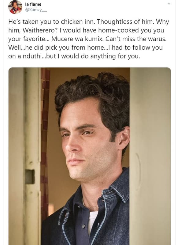 La flame kamzy he's taken you to chicken inn. thoughtless of him. why him waithe