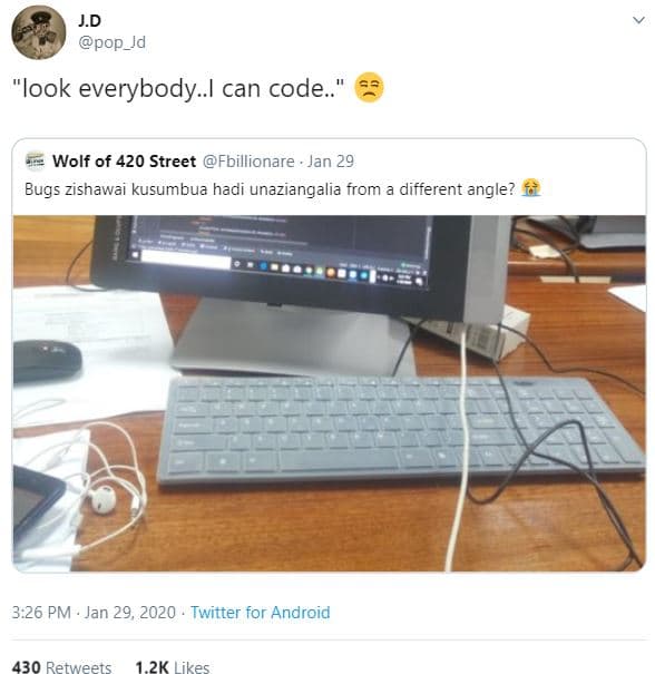 Jd pop_jd look everybody.i can code.. wolf of 420 street fbillionare jan 29 bugs