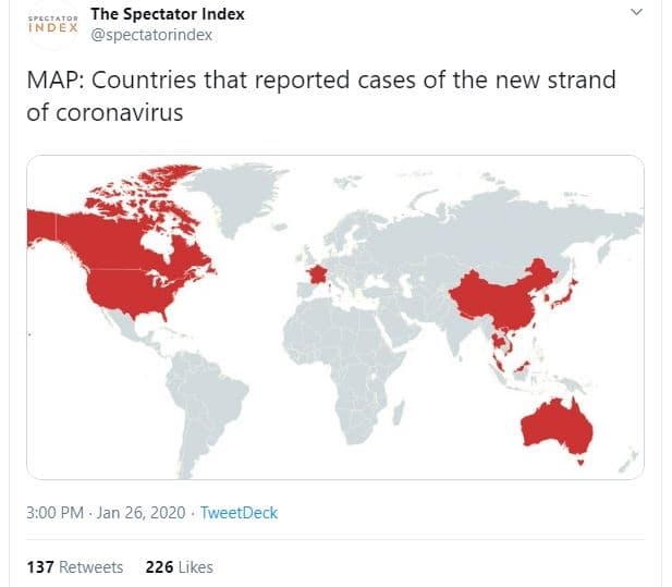 The spectator index spectatorindex nb' map countries that reported cases of the