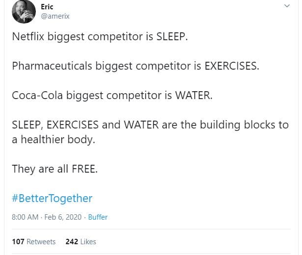 Eric amerix netflix biggest competitor is sleep . pharmaceuticals biggest compet