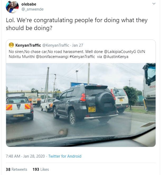 Olebabe smwenae lol. we're congratulating people for doing what they should be d