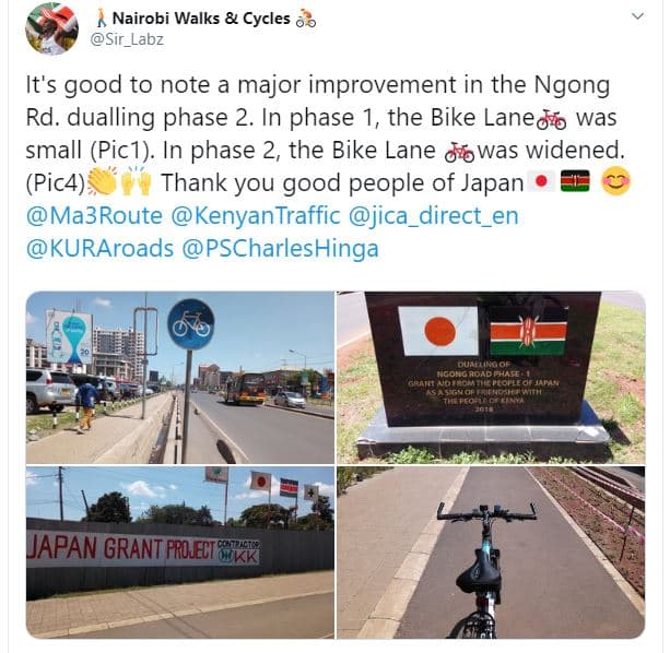 Nairobi walks cycles sir_labz it's good to note a major improvement in the ngong
