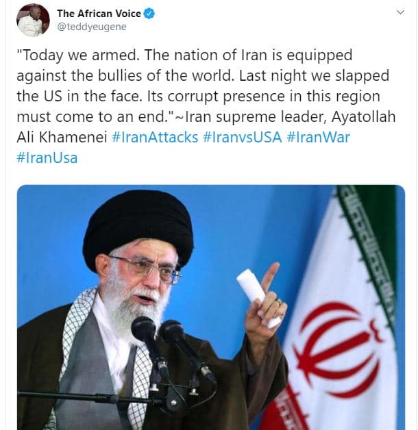 The african voice teddyeugene 'today we armed. the nation of iran is equipped ag