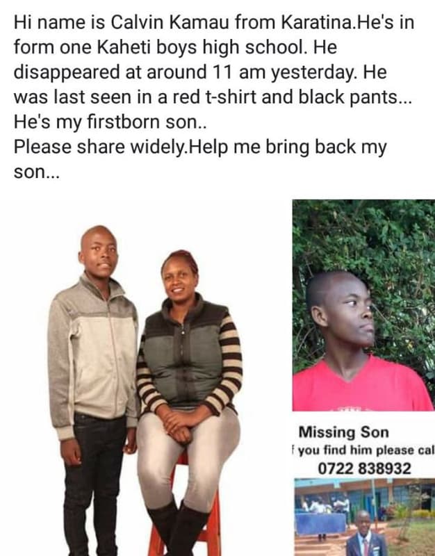 Hi name is calvin kamau from karatina he's in form one kaheti boys high school.