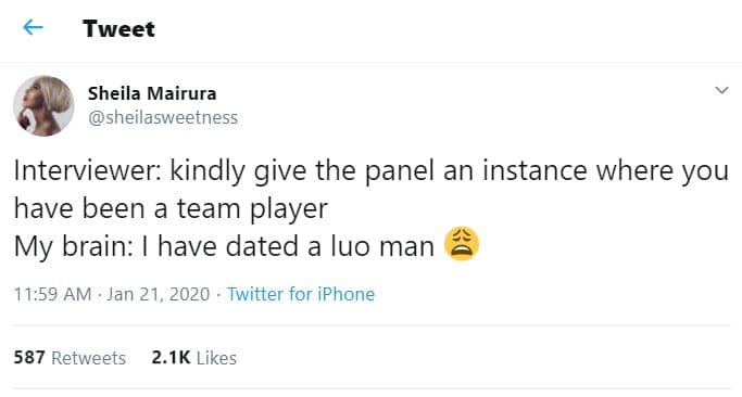 Tweet sheila mairura sheilasweetness interviewer kindly give the panel an instan