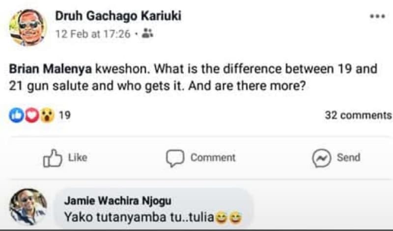 Druh gachago kariuki 12 feb at 17.26 brian malenya kweshon. what is the differen