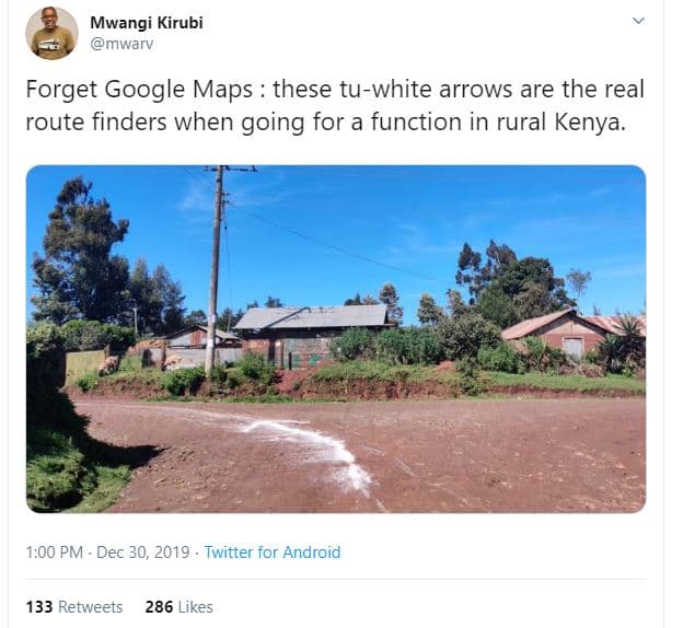 Mwangi kirubi mwarv forget google maps these tuwhite arrows are the real route f