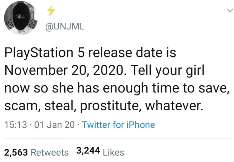 Unjml playstation 5 release date is november 20, . tell your girl now so she has