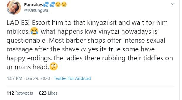 Pancakes kasungwa ladies! escort him to that kinyozi sit and wait for him mbikos