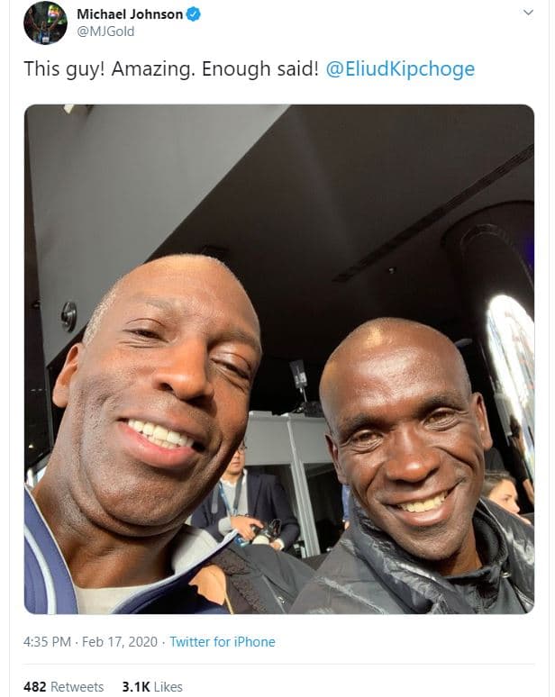 Michael johnson mjgold this guy! amazing enough said! eliudkipchoge 4,35 pm feb