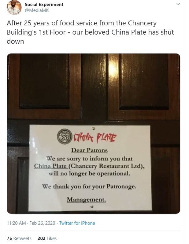 Social experiment mediamk after 25 years of food service from the chancery build