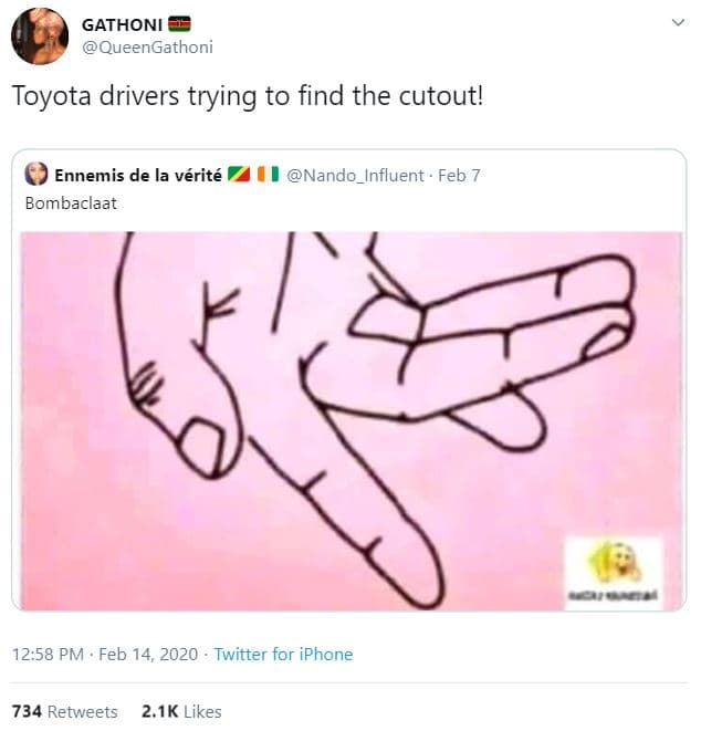 Gathoni queengathoni toyota drivers trying to find the cutout! ennemis de la vér