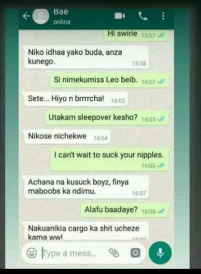 Bae onling hi swirie 137 niko idhaa yako buda anza kunego si nimekumiss leo belb