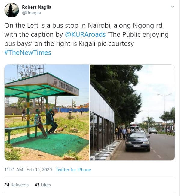 Robert nagila rnagila on the left is a bus stop in nairobi, along ngong rd with