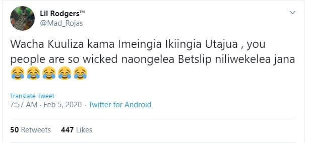 Lil rodgers mad_rojas wacha kuuliza kama imeingia ikiingia utajua you people are