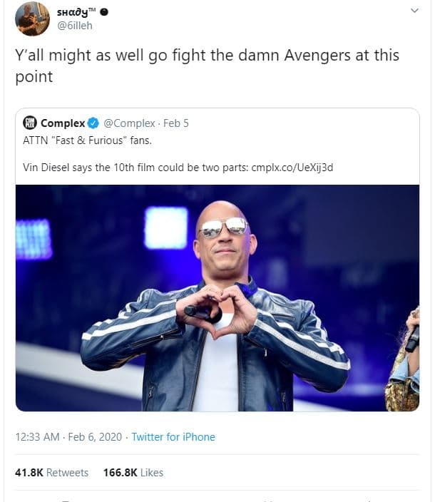 Shady 6illeh y'all might as well go fight the damn avengers at this point comple