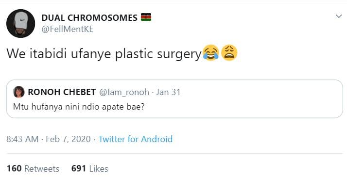 Dual chromosomes fellmentke we itabidi ufanye plastic surgery ronoh chebet lam r