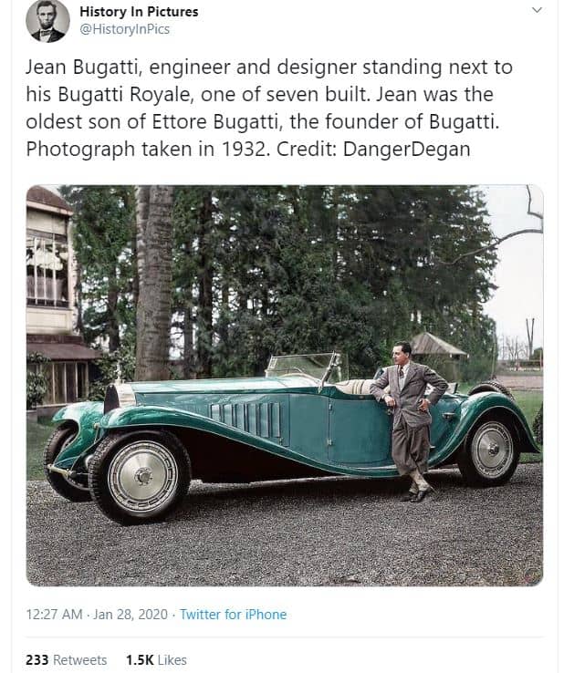 History in pictures historylnpics jean bugatti engineer and designer standing ne