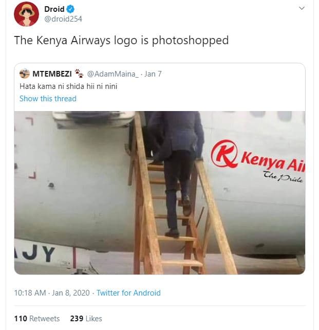 Droid droid254 the kenya airways logo is photoshopped mtembezi adammaina jan hat