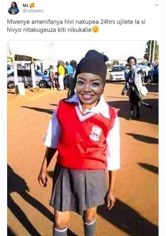 Mj laqueen mwenye amenifanya hivi nakupea 24hrs ujilete la si hivyo nitakugeuza