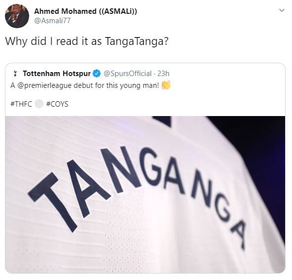 Ahmed mohamed asmali asmali77 why did read it as tangatanga? tottenham hotspur s