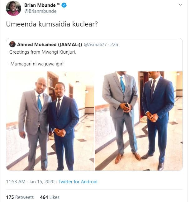 Brian mbunde brianmbunde umeenda kumsaidia kuclear? ahmed mohamed asmali asmali7