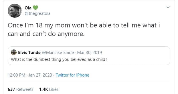 Ola thegreatola once im 18 my mom won't be able to tell me what i can and can't