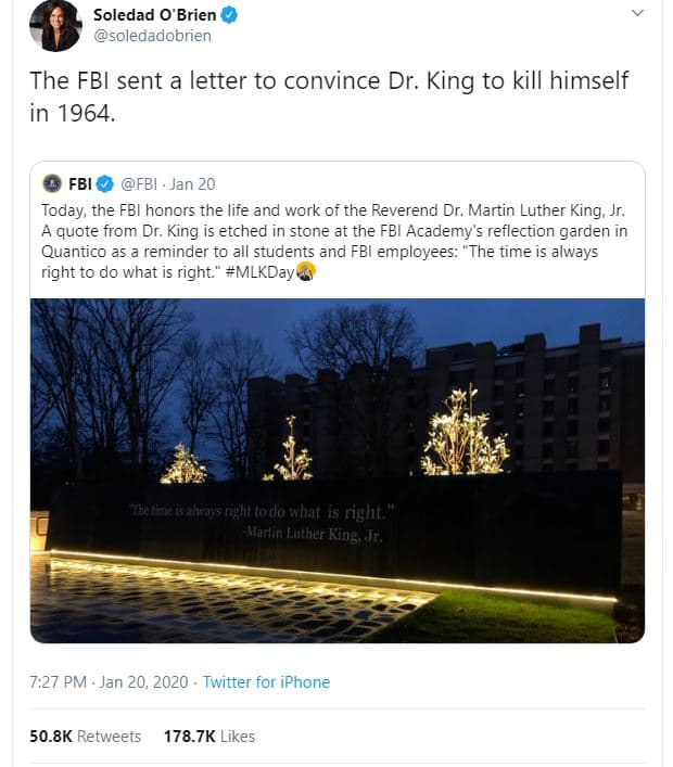 Soledad 0'brien soledadobrien the fbi sent a letter to convince dr. king to kill