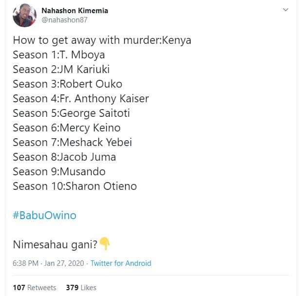 Nahashon kimemia nahashon87 how to get away with murderkenya season 1t. mboya se