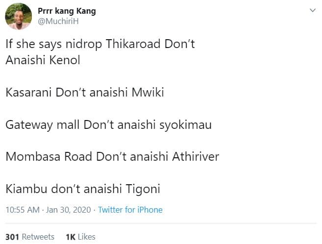 Prrr kang kang muchirih if she says nidrop thikaroad don't anaishi kenol kasaran