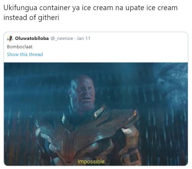 Ukifungua container ya ice cream na upate ice cream instead of githeri oluwatobi