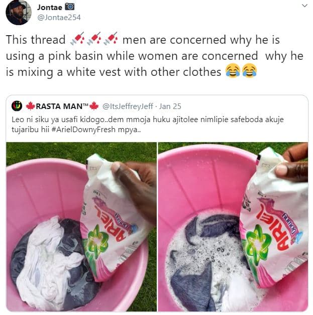 Jontae jontaezs4 this thread men are concerned why he is using a pink basin whil