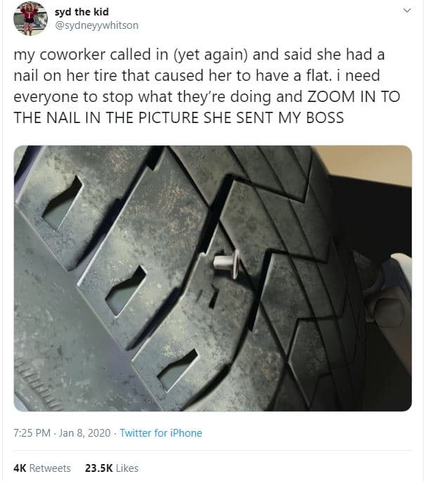 Syd the kid sydneyywhitson my coworker called in yet again and said she had a na