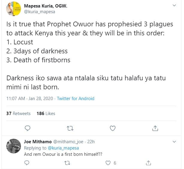 Mapesa kuria, ogw. kurla_mapesa is it true that prophet owuor has prophesied 3 p