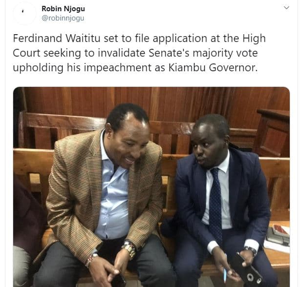 Robin njogu robinnjogu ferdinand waititu set to file application at the high cou