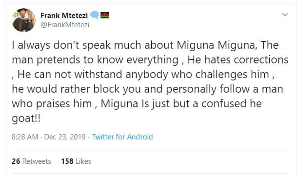 Frank mtetezi frankmtetezı always don't speak much about miguna miguna the man p