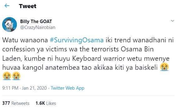 Tweet billy the goat crazynairobian watu wanaona survivingosama iki trend wanadh