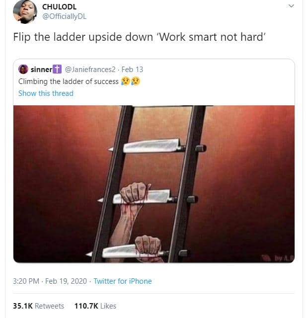 Chulodl officiallydl flip the ladder upside down 'work smart not hard' sinner f