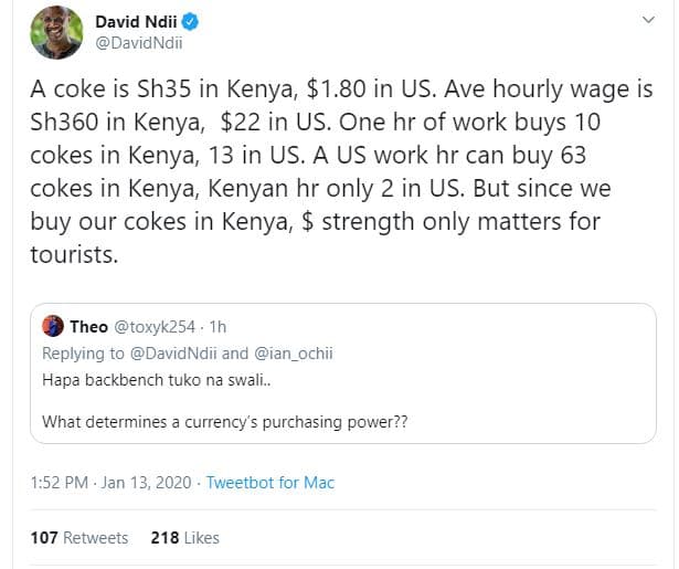 David ndii davidndii a coke is sh35 in kenya 1.80 in us. ave hourly wage is sh36