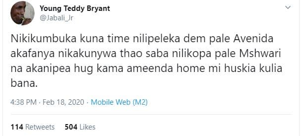 Young teddy bryant jabali_jr nikikumbuka kuna time nilipeleka dem pale avenida a
