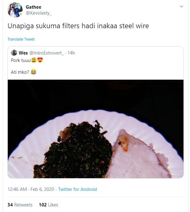 Gathee kevolasty _ unapiga sukuma filters hadi inakaa steel wire translate tweet