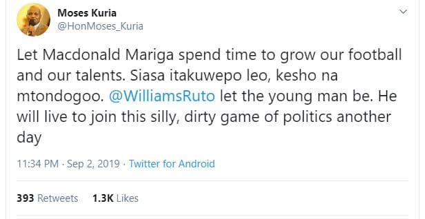 Moses kuria honmoses_kuria let macdonald mariga spend time to grow our football