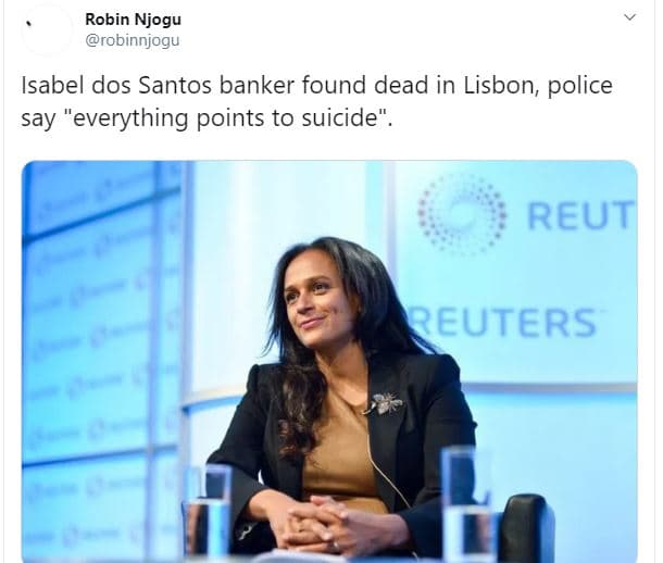 Robin njogu robinnjogu isabel dos santos banker found dead in lisbon police say