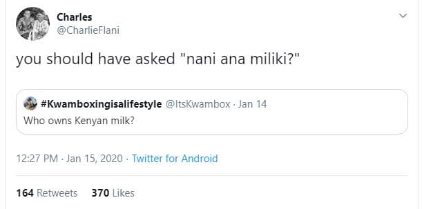 Charles charlieflani you should have asked nani ana miliki? kwamboxingisalifesty