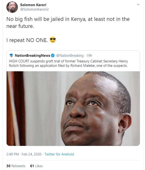 Solomon karori solomonkaroriz no big fish will be jailed in kenya at least not i